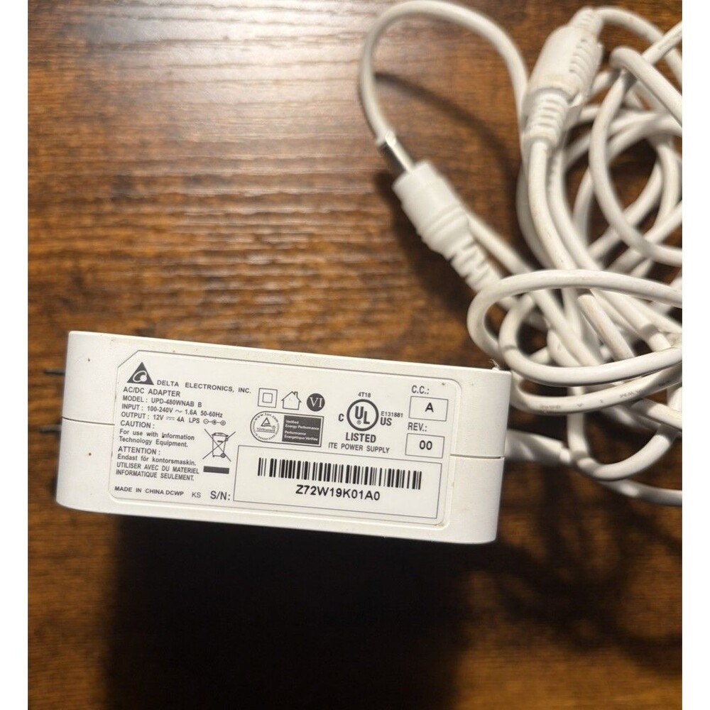 Genuine Delta Charger AC Adapter Power Supply UPD-480WNAB B 12V 4A white